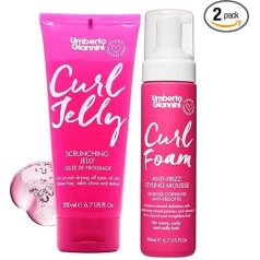 Umberto Giannini Curl Jelly Scrunching Jelly & Curl Foam Mousse Styling Duo - Vegan & Cruelty Free Curl Control Hair Gel & Mousse for Defrizzing Curly or Wavy Hair