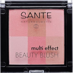 SANTE Naturkosmetik Multi Effect Beauty Blush 01 Coral Blush, 6 оттенков Шелковистая мягкая текстура, органические экстракты, натуральный макияж, 8 г