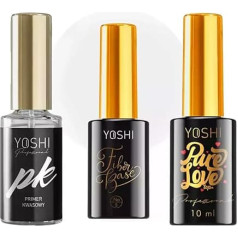 Набор для ногтей Yoshi: Кислотный праймер, топ Pure Love и фибровая база №5, 10 мл - Идеально подходит для геля, гель-лака и акриловых систем