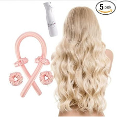 Qualis Heat Free Hair Curler with Mist Bottle, Heatless Curling Iron Headband, No Heat Wave Curlers, Styling Tools for Long, Medium Hair, Hair Accessories