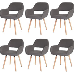 Mendler Комплект из 6 стульев для столовой HWC-A50 II Retro 50s Design Faux Leather Grey Light Legs