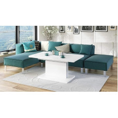 Mazzoni Aston Design Coffee Table Matt White Fully Adjustable Height Extendable 120 to 200 cm Dining Table