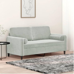 Ciadaz 3200881 Двухместный диван с декоративными подушками, светло-серый, 140 см, бархат, Диван для гостиной, Диваны и кушетки, Диван для отдыха, Див