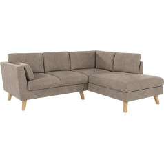 S-Style Möbel Угловой диван Генри 221 x 186 x 90 см с подушкой Деревянные ножки Бук Микрофибра Правый отдельно стоящий Темно-бежевый