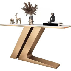 Generic Геометрическая подставка для прихожей, гостиной, фойе, коридора и офиса, входной консольный столик, белый + золотой, 59,1 x 11,8 x 31,5 дюймов