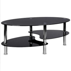 Ddmine Кофейный столик, стол для гостиной из закаленного стекла, овальный кофейный столик с нескользящими ножками и устойчивый, кофейный стол