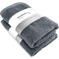 herzbach home Полотенце для сауны 80 x 200 см Комплект из 2 - 100% хлопок - Мягкое и впитывающее - Очень большое и длинное (антрацит)