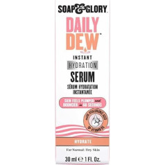 Soap & Glory Daily Dew Instant Hydrating Face Serum - Утоляющая жажду сыворотка с витамином B5, розовой водой + гиалуроновой кислотой - легкое, быстро впитывающееся,