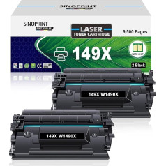 SINOPRINT Комплект из 2 тонеров 149A 149X с чипом Совместим с HP 149A W1490A W1490X 149X тонер черный для лазерного Pro MFP 4102dw 4102fdn 4102fdw 4101fdw 4101fdn 4002dw 4002dn (2 черный)