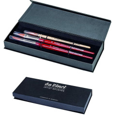 Набор кистей da Vinci Brushes 4252DV для акварели, размер пера 2, размер косой линии 10, размер овальной линии 12, черные по 3 штуки