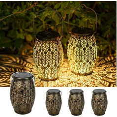 JOYCREATOR светодиодный солнечный фонарь для наружного использования, упаковка из 4, металлические солнечные фонари для наружного висячего вин