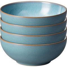 Denby 123048927 Azure Haze Coupe Cereal Bowl Set, Stoneware, Azure Blue