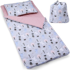 Спальный мешок-одеяло PinkZebra Bambi 140 x 75 см + наволочка 60 x 40 см для девочек и мальчиков, детский спальный мешок с хлопковым чехлом + наволочка, Oeko-