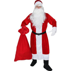 Foxxeo Костюм Санты из 6 частей премиум-класса с шубой для мужчин - размер M-XXXXL