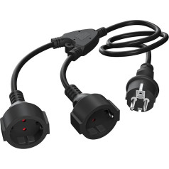 KEAGAR Удлинительный кабель с защитными контактами для наружной установки, пластиковый кабель AC Schuko с двухсторонними гнездами, двойная вилка