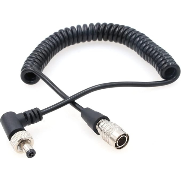 ZBLZGP Hirose 4 Pin Male to Elbow Lock 2.5 DC Power Cable for Shogun Flame Ninja Inferno/ Lectrosonics SR Receiver (Coiled Cable)