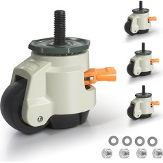 IQWTU Выравнивающие ролики сверхмощные ролики с резьбой M12 x 30 Грузоподъемность 1000 кг, 50 мм Поворотные ролики с храповой ручкой, 360 градусов Ме