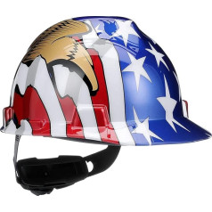 MSA 475358 V-Gard Slotted Hard Hat Cap Style with 4-Point Fas-Trac III Suspension Standard White