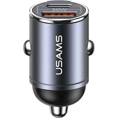 Автомобильное зарядное устройство 30w 1xusb+1xusb-c c38 быстрая зарядка сталь