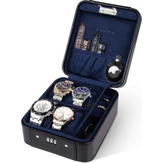 Шкатулка для часов KAMIER с комбинированным замком для 4 часов - эксклюзивное хранилище для часов из высококачественной кожи и элегантного ба