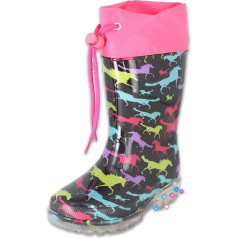 Beck Girls' Blinking Horses Rain Boot