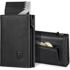 TEEHON Мужской кошелек с отделением для монет и защитой от RFID, кожаный кошелек, тонкий кошелек, 10 отделений для кредитных карт, магнитные кошел