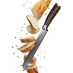 Wakoli 1DM-BRE-EDB Bread Damascus Knife - японский дамасский нож для хлеба VG-10