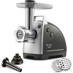 Moulinex ME6868 Мясорубка Мясорубка | 2200 Вт | 4 аксессуара в комплекте | Система безопасного реверса | Черный/серебристый