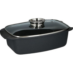 alpina Блюдо для запекания со стеклянной крышкой для приготовления на пару и жарки в духовке 5,5 л черный