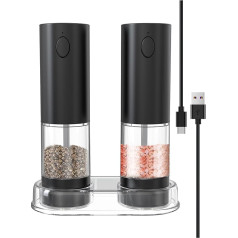 Электрическая мельница для перца Перезаряжаемые соль и перец шлифовальный набор Регулируемая мельница для перца Набор из 2 со светодиодны
