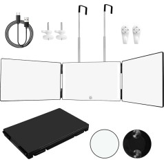 Зеркало 360 градусов, зеркало для бритья, 3-стороннее складное зеркало со светодиодом и регулируемыми по высоте крючками, портативное космет