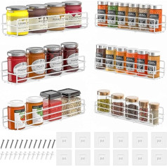 Стеллаж для специй, настенная полка, 6 штук, нержавеющая сталь, без сверления, подвесной стеллаж для специй, с клейкой лентой для дверей шкаф