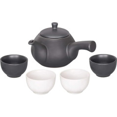 Японский чайный набор China-Trends: заварочный чайник 500 мл с боковой ручкой и 4 чайные чашки 70 мл из керамики.