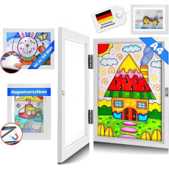 Amazarti Kids Drawing Photo Frame - A4 Storage & Display Ideal for Changing and Display Artwork, High Quality Wooden Frame, Perfect for Little Artists