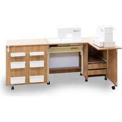 Comfort 5+ | Шкаф для швейной машины | Мебель для шитья | Стол для шитья | Шкаф для хранения | (Дуб Сорано Натуральный Свет, L (Air-Lift от 10 до 15 кг))