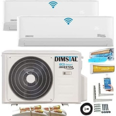 A++/A++ 5 м Кабели QC 2 x 9000BTU QuickConnect Duo-Split SelfClean WiFi/WLAN/App Control MultiSplit Air Conditioning + Wall Mount MultiSplit Inverter 2 внутренних устройства и обогрев