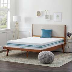 Linenspa 7.5cm Gel Memory Foam Mattress Topper with Zip Cover Mattress Topper for European King (160 x 200 cm), White