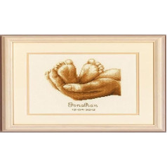 Набор для вышивания счетным крестом Vervaco Birth Record Tiny Feet, разноцветный