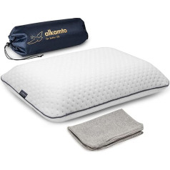 Подушка для путешествий alkamto - Подушка для кемпинга - Эргономичная подушка из пены с памятью и регулирующим температуру чехлом - Дополнител