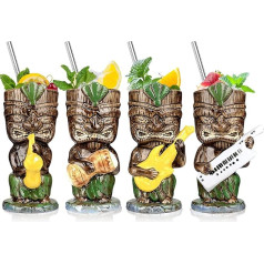 4 Шт. Керамическая Музыкальная Группа Дизайн Стиль Тики Кубок Коктейль Тумблер Прохладный Тропический Гавайский Партии Напитки Творчески