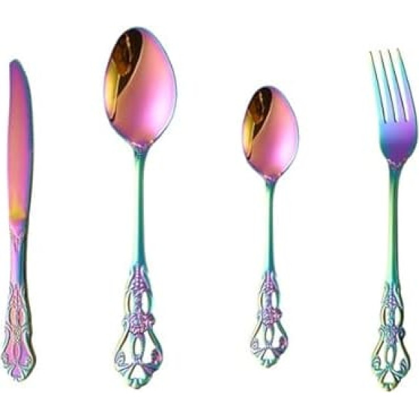 CutitiUU Cutlery Set 4-Piece Stainless Steel Cutlery Set Набор столовых приборов для 1 человека, включая нож вилку ложку полированный блестящий сильная защита от рж