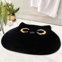 Черный коврик Cat Doormat устойчив к пятнам Дверные коврики подходят для помещений, улицы, спальни, кухни и патио, 50 x 56 см