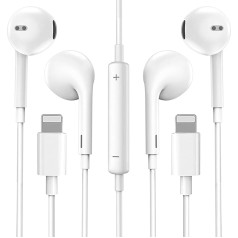 2 комплекта наушников для iPhone, наушники-вкладыши, проводные наушники с разъемом Lightning, стереофонические наушники со встроенным микрофоном 