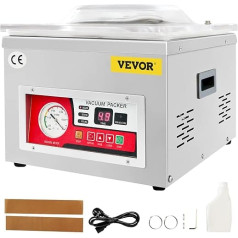 VEVOR Vacuum Sealer DZ-260A Compact Professional Chamber Vacuum Sealer 180 W Motor 6.5 cbm/h Vacuum Sealer 33 x 25 cm Seal Size Suitable for Households Supermarkets Food Factories, Silver
