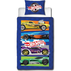 Character World Hot Wheels Official Licensed Beast Design Reversible Double Sided Single Duvet Cover Set with Matching Pillow Case Perfect for Nursery Polycotton
