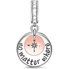 Gnoce 925 Sterling Silver Hand Stamped Words Charm Pendant for Women Mother's Day Gift Fit All Bracelet and Necklace, Silver