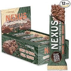 Протеиновый батончик Vegan Double Chocolate Crispy 12 x Nexus Protein Bar - невероятно вкусный и сливочный - 30% белка - всего 99 ккал - без добавления сахара - с высоки