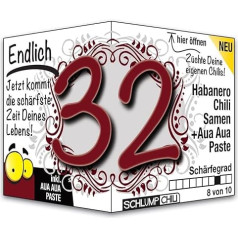 Schlump-Chili Endlich 32 - прикольный острый подарок на день рождения. Оригинальная идея подарка на 32-й день рождения для мужчин и женщин