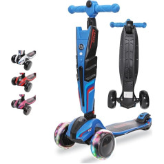 Детский самокат со светодиодной подсветкой колес, 3-колесный самокат - складной, регулируемый по высоте, для девочек и мальчиков, самокат 3-12