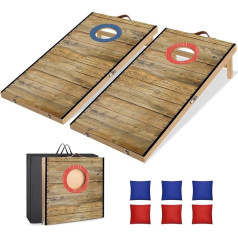 NZQXJXZ Игра в кукурузу на открытом воздухе, 60 x 30 см цельная деревянная доска премиум-класса с 6 мешками для кукурузы и сумкой для переноски, по